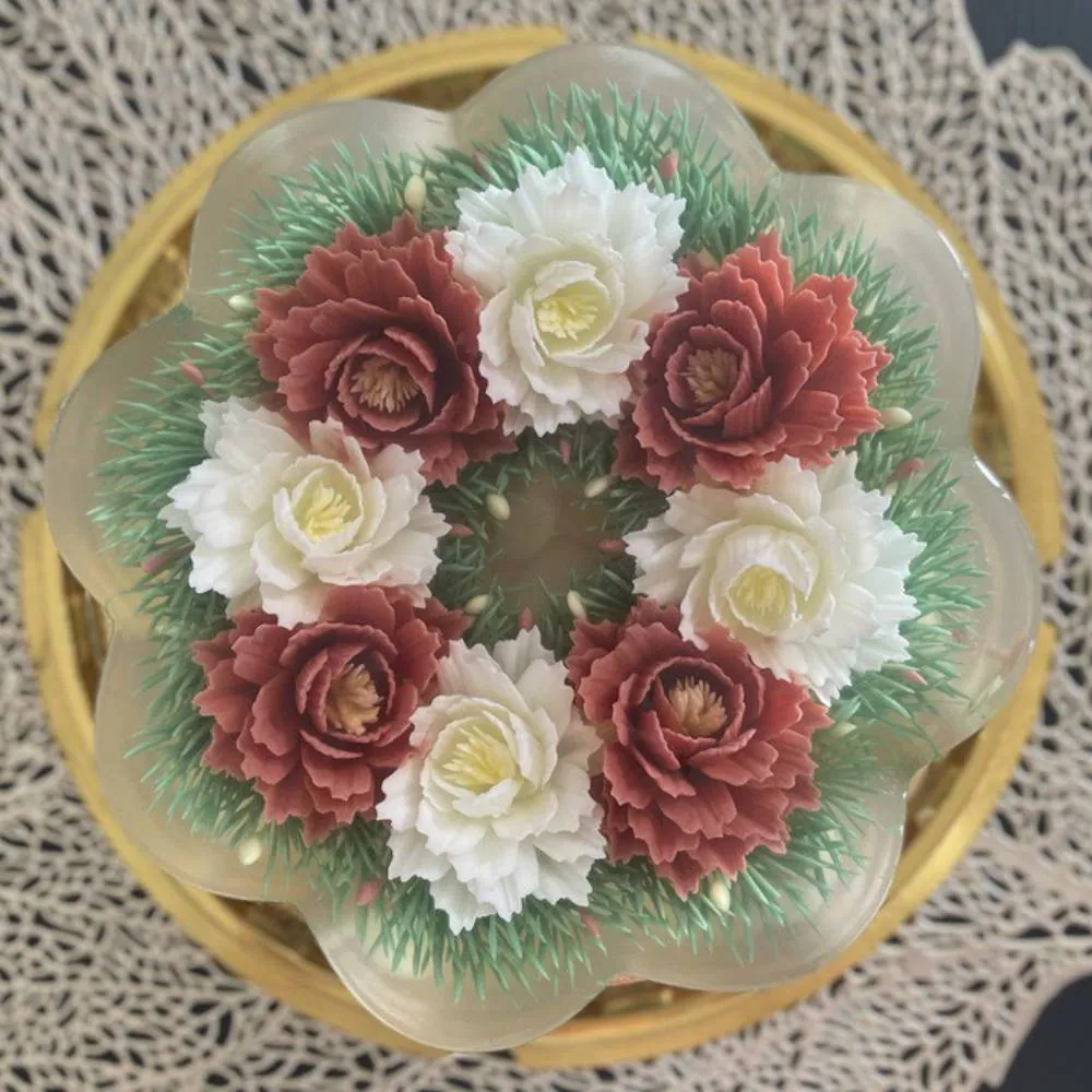 Crimson Christmas wreath jelly cake