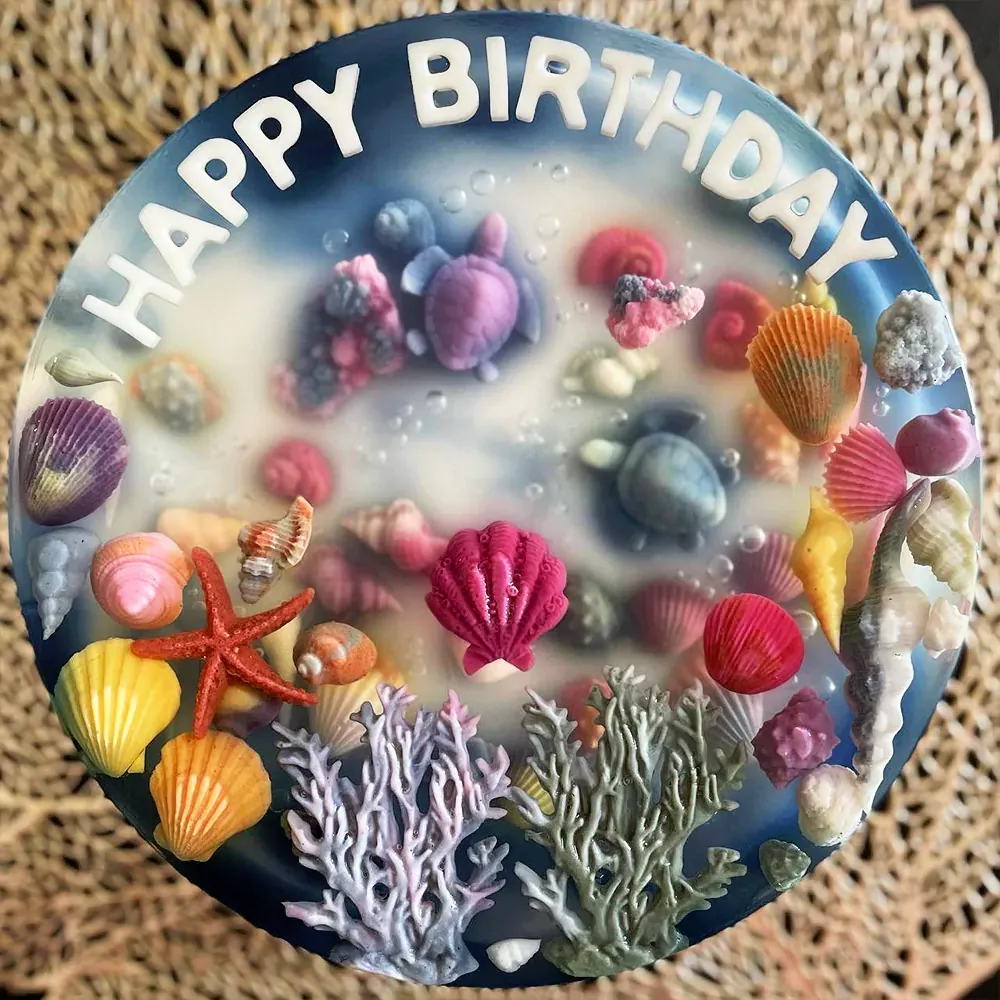 Midnight Shell Reef 3D jelly cake, viewed from above