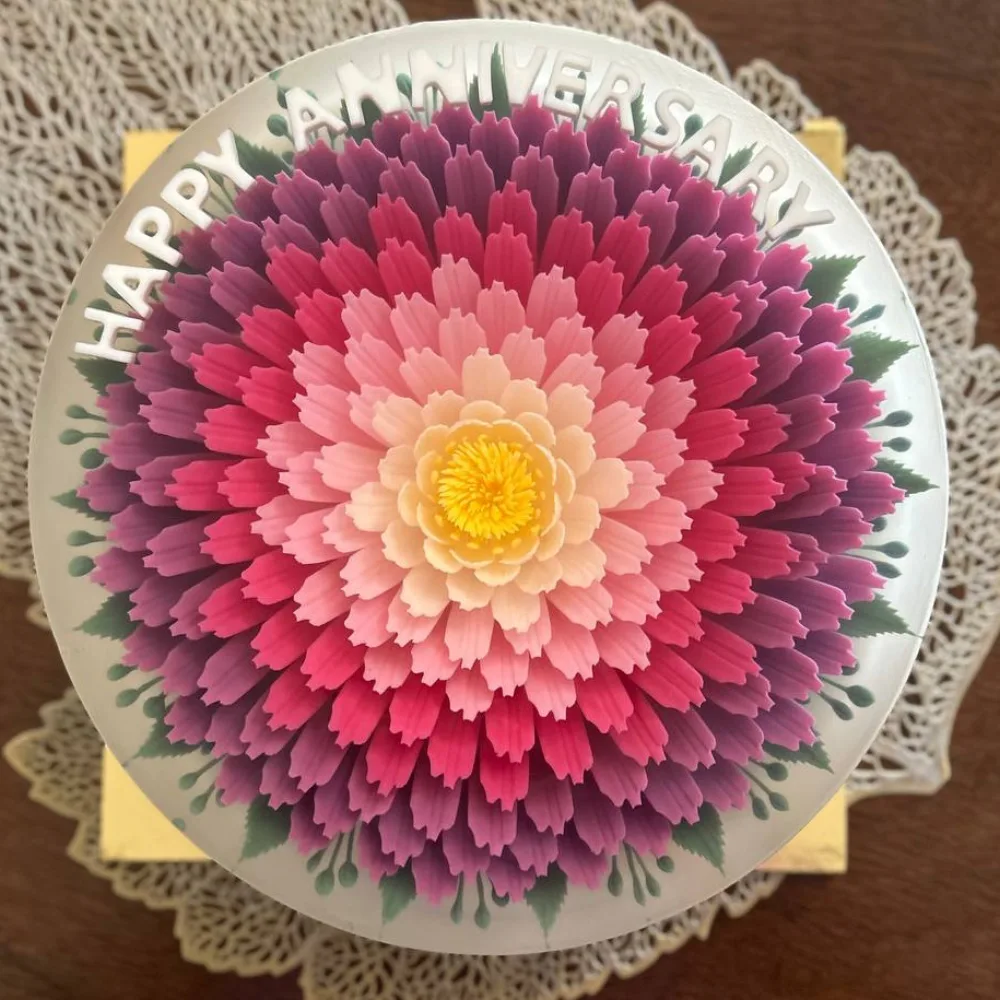 Ombré pink and purple dahlia jelly cake
